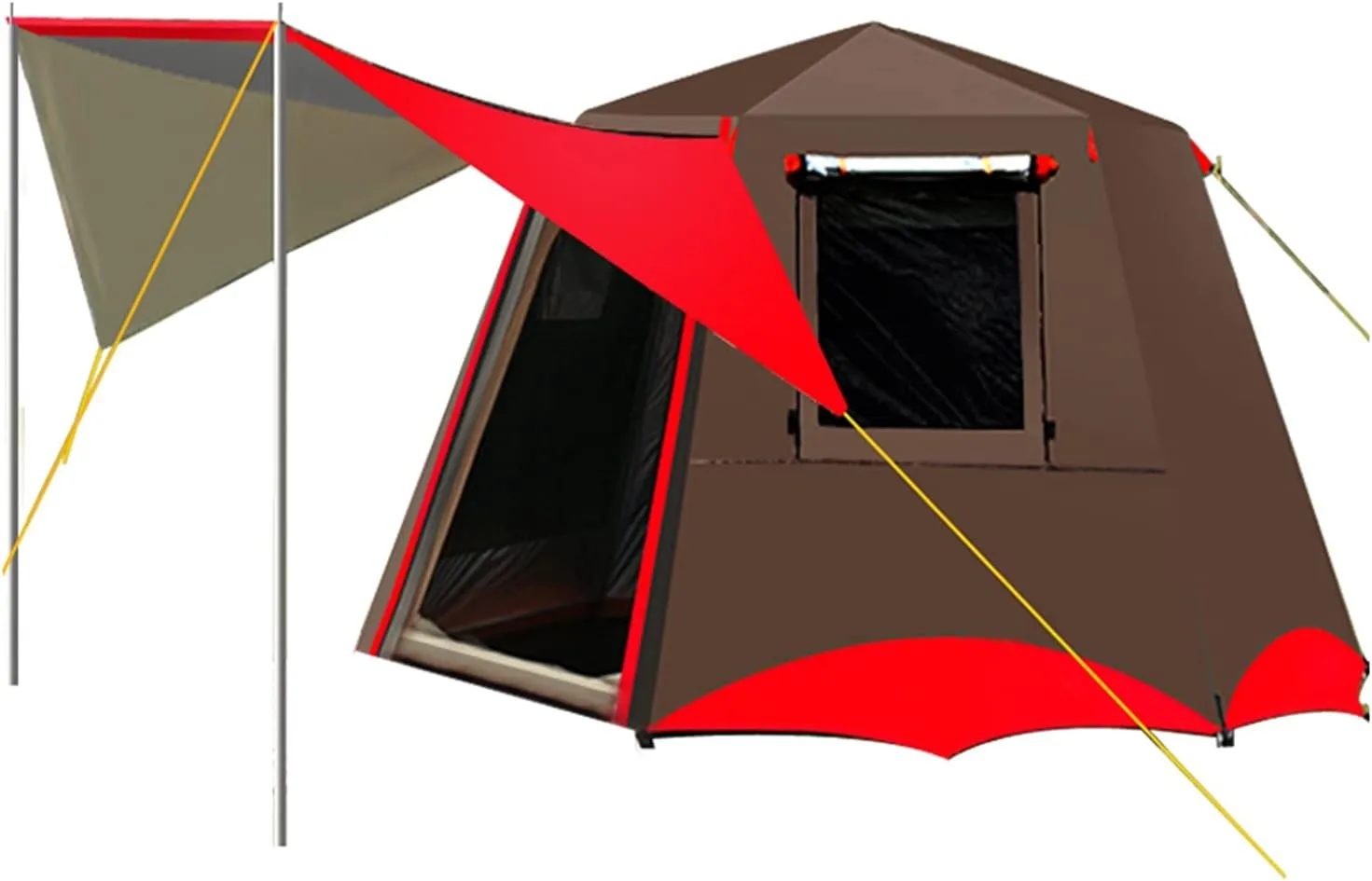 Camping Tents Shelter Portable with Carry Bag Waterproof Hold 2-4 Persons Instant Setup Pop Up Tent with Top Rainfly UV Protection for Camping Hiking Mountaineering (Color : Brown)