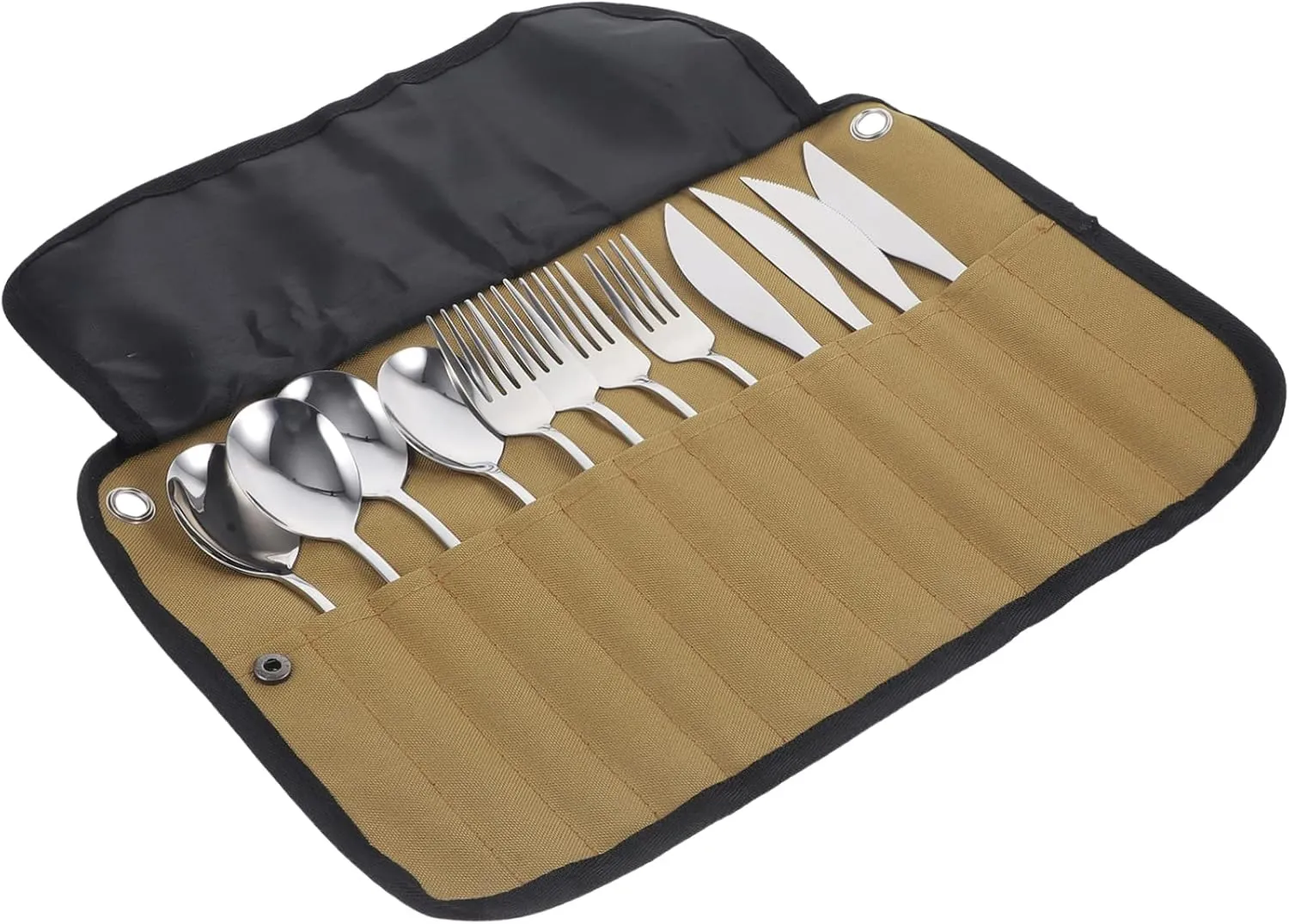Camping Utensil Set Roll Bag Cutlery Bag Camping Compact Travel Tableware Set