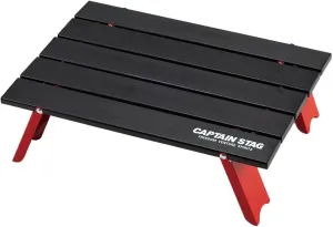CAPTAIN STAG UC-520 Aluminum Roll Table for Camping, Barbecues, Compact, Black