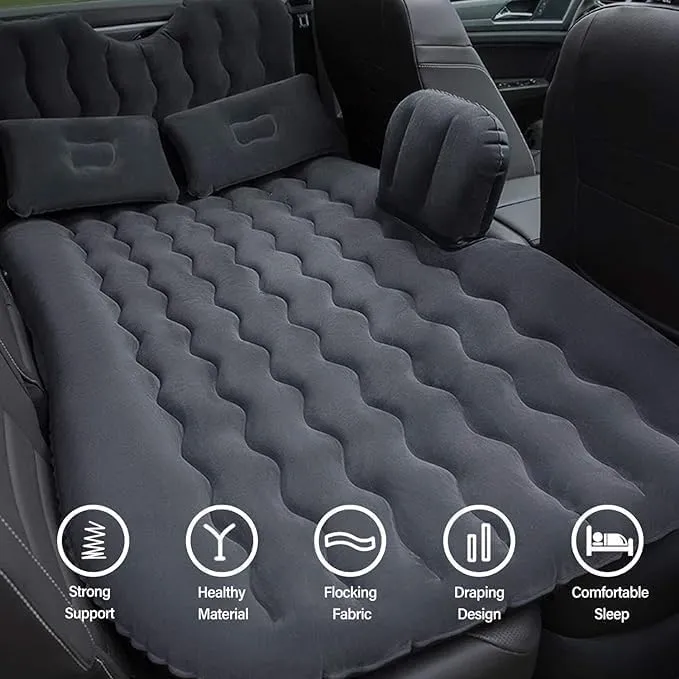 Car Air Mattress Back Seat for Chevrolet Silverado 3500 2500 1500,Double Side Flocking Car Bed Portable Air Mattress Car Sleeping Mattress Car Accessories Cars Camping Bed,Black