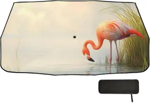 Car Windshield Sunshade Umbrella, Wetland Flamingo Scene Windshield Cover Sun Shade, for Truck SUV Front Window Sunshade, Blocks Heat & UV Rays, Cool Down The Vehicle 58"x 29.7"