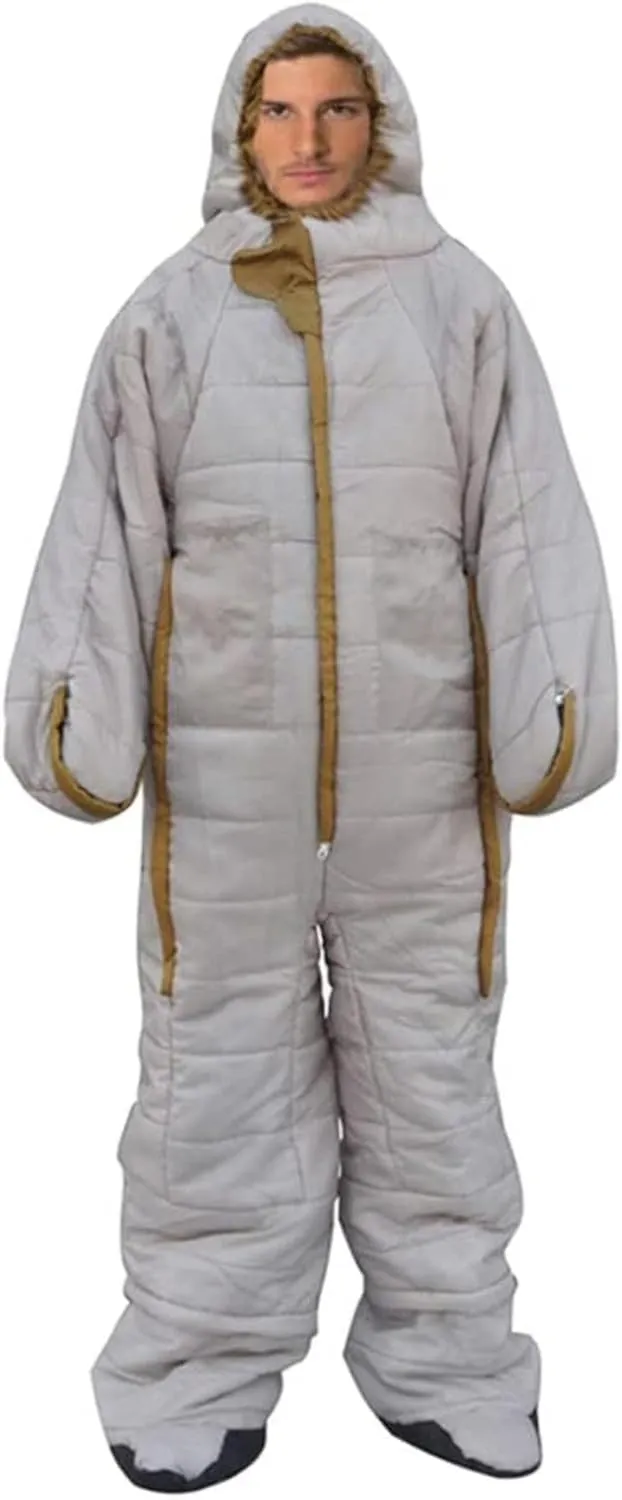 Carry Bag Included - Adult Wearable Sleeping Bag with Feet,Standing 3 Season Portable Outdoor Camping Sleeping Suit Waterproof Windproof for RV Trips,Outdoors,Hiking,L for 160-180 cm