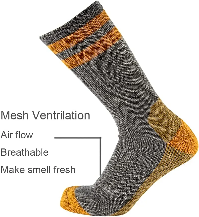 Cerebro Merino Wool Socks for Men, Cushioned Mid-calf Socks Moisture Wicking Men's Hiking Socks for Home, Trekking, Outdoors