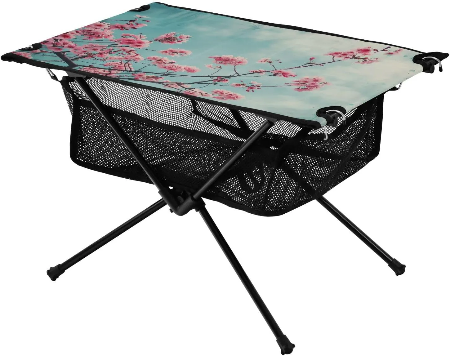 Cherry Blossom Tree Portable Folding Camping Table, Compact Lightweight Beach Table with Carrying Bag for Outdoor Picnics, BBQs, Camp