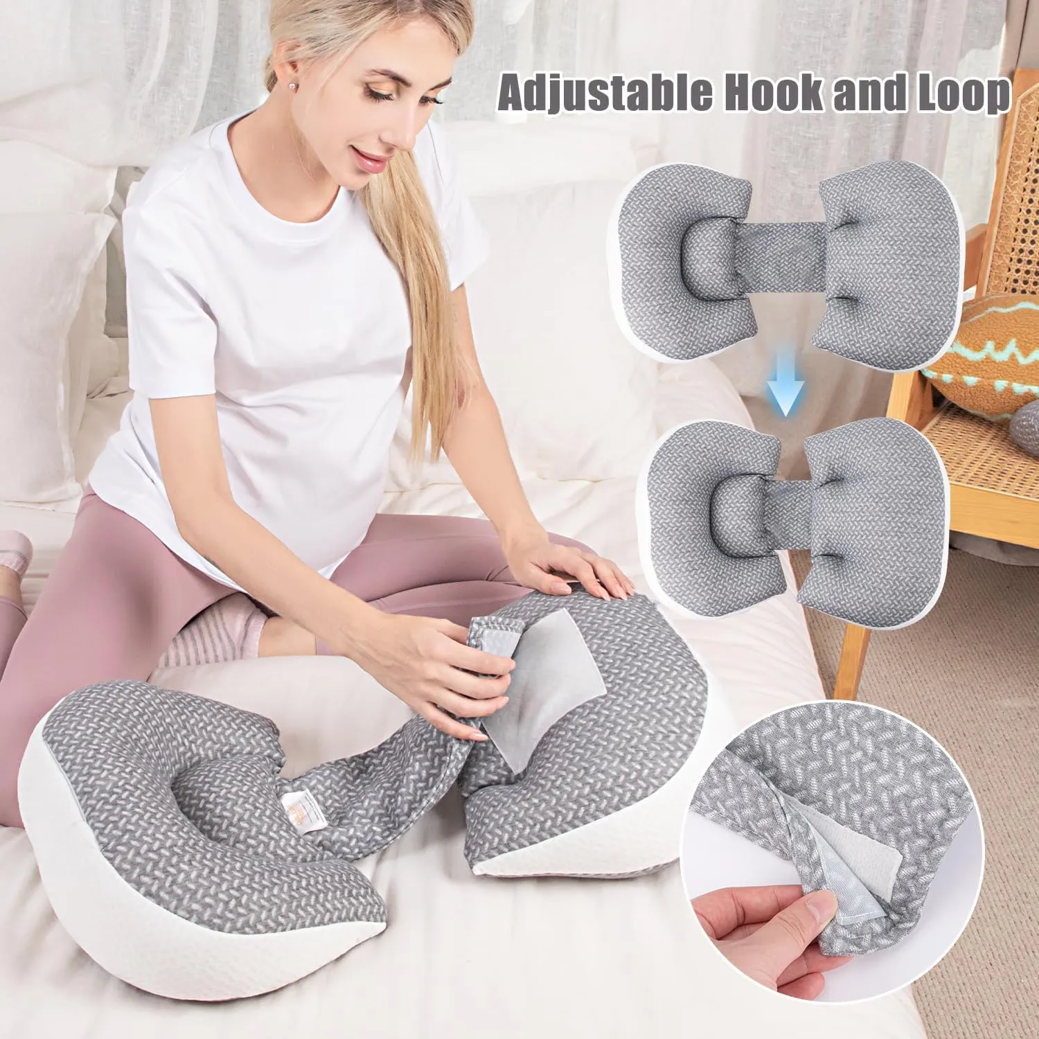 Chilling Home Pregnancy Pillow, Maternity Pillow for Pregnant Women, Pregnancy Pillows for Sleeping Portable, Pregnancy Wedge Pillow, Body Pillow Support for Back, Belly, Waist, Pink