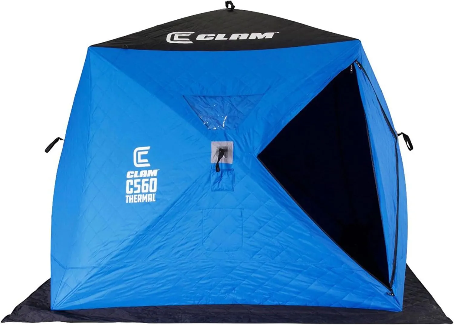 CLAM Lightweight Portable Pop Up Ice Fishing Angler Thermal Hub Shelter Tent with Anchors, Tie Ropes, and Carrying Bag
