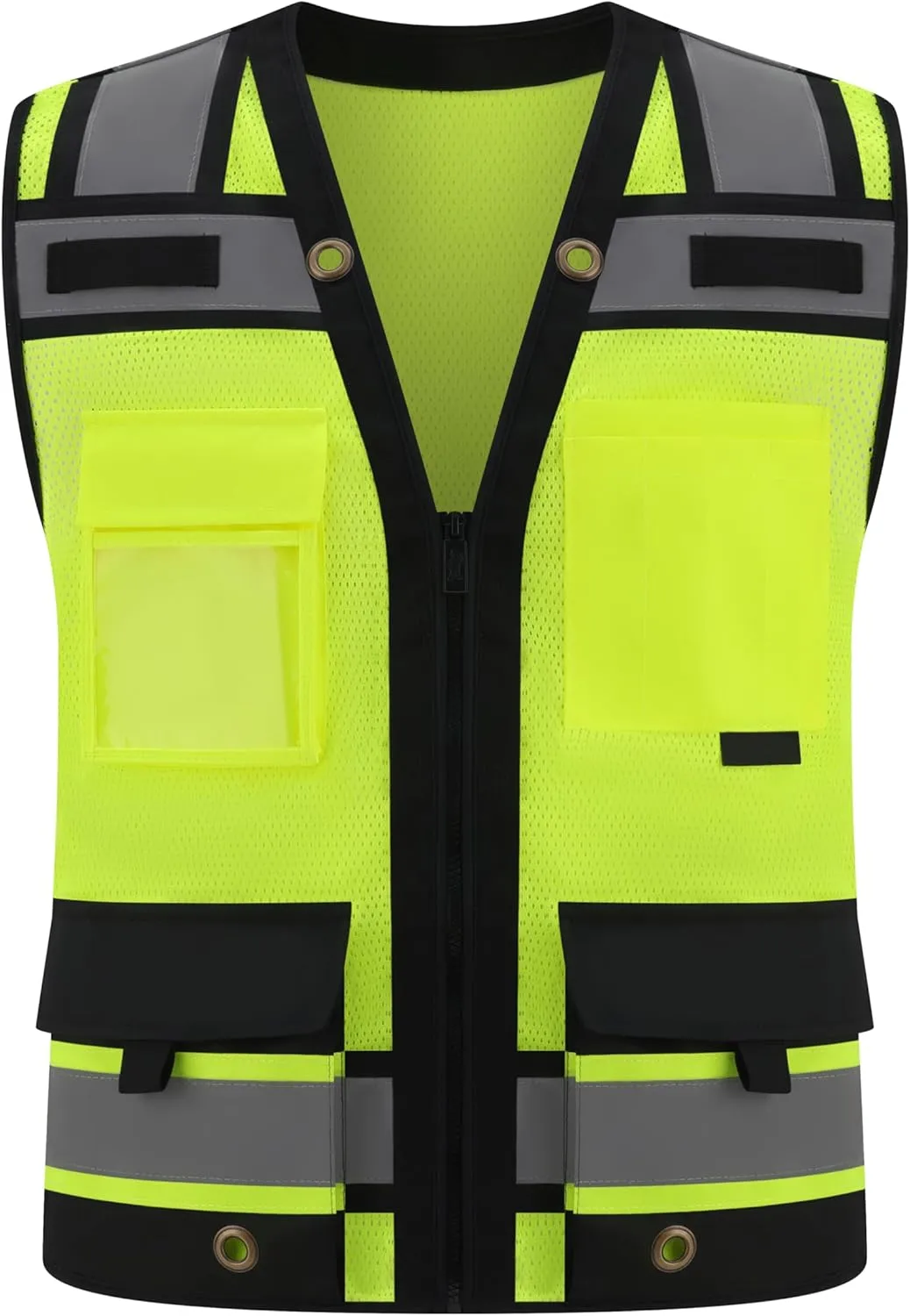 Class 2 High Visibility Reflective Safety Vests Women & Men With 15 Pockets And Zipper Front,Meets Ansi/Isea Standards
