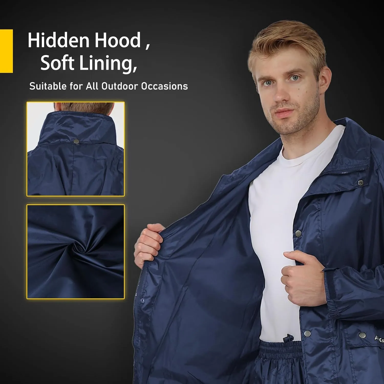 Classic Rain Suits for Men Waterproof Durable Rain Gear with Reflective Strip Rain Jacket Pants for Golf Camping