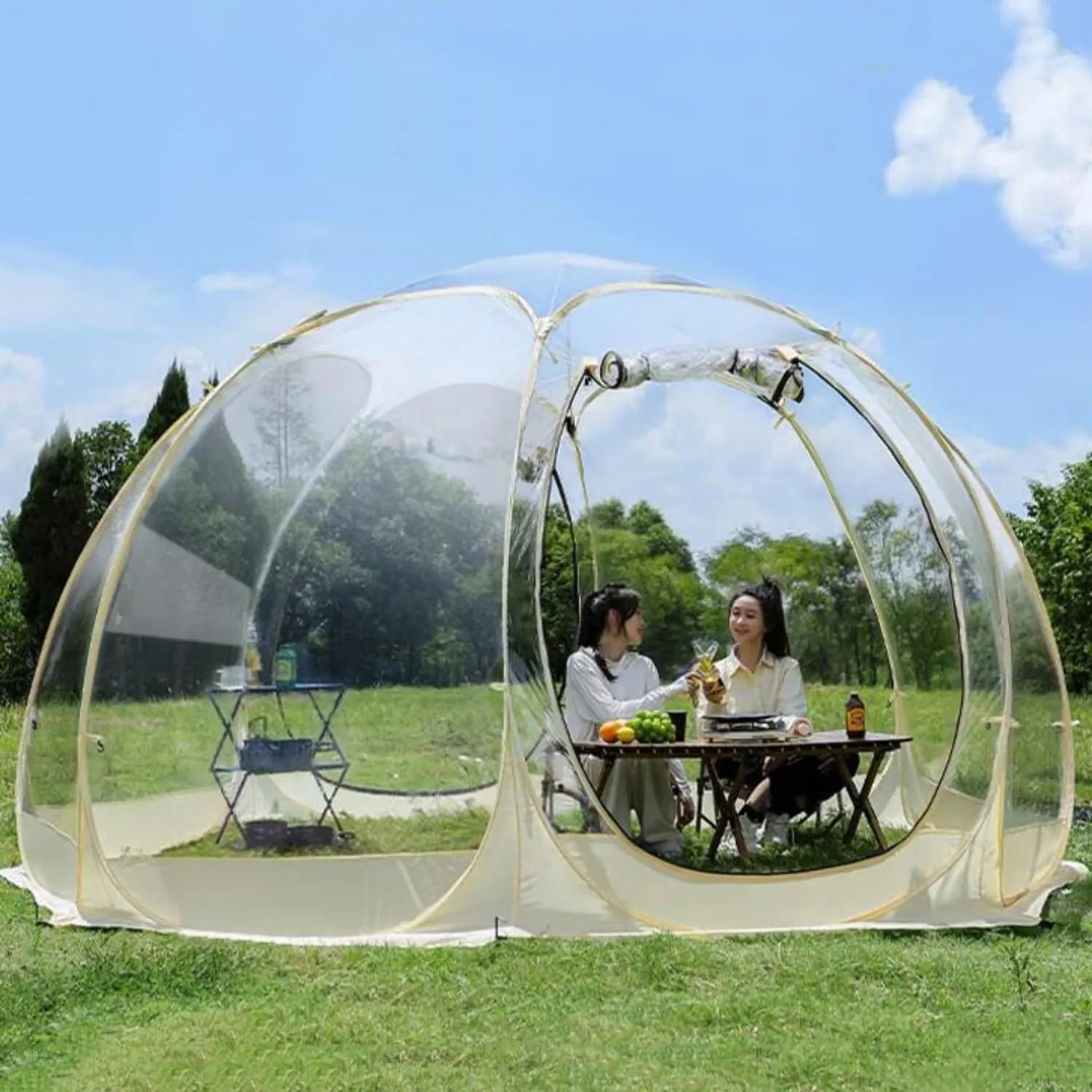 Clear Sports Tent, Weatherproof Pop-Up Bubble Tent Large Outdoor Clear Bubble Tent Dome Gazebo Transparent PVC House 360° View sunroof Need Simple Assembly(8 Sides)