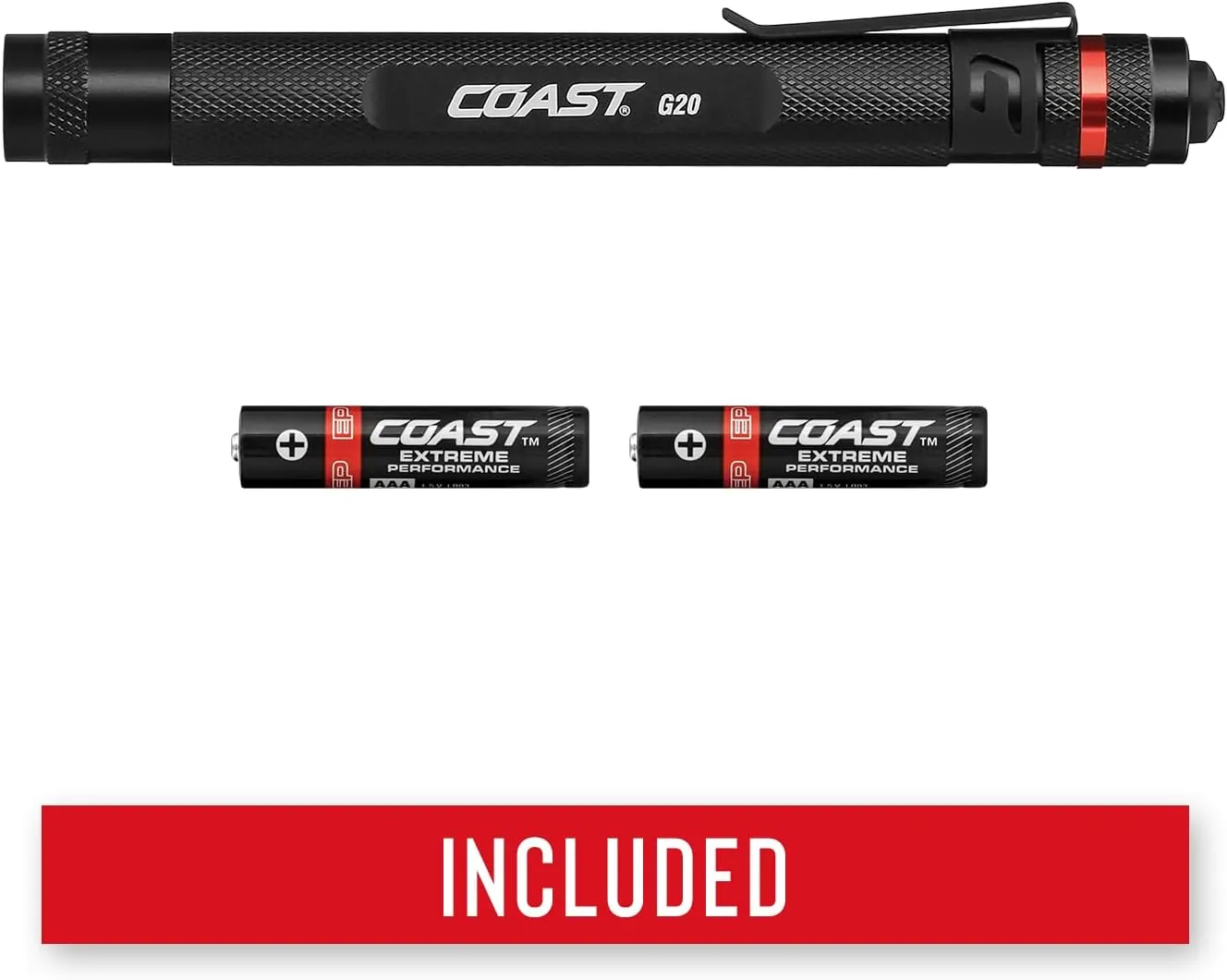 Coast G20 Inspection Beam LED Penlight with Adjustable Pocket Clip and Consistent Edge-to-Edge Brightness, Black, 54 lumens, Pack of 6