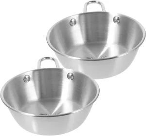 Collapsible Camping Bowl Stainless Steel Salad Bowl Compact Picnic Set