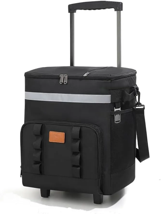 Collapsible Rolling Cooler - 35L Insulated Soft Cooler Bag with Wheels and Handle Leakproof Insulated Coolers for Camping Travel Beach Shopping Picnic