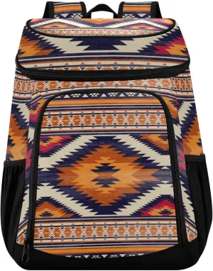 Colorful Aztec Print Cooler Backpack Insulated Leak Proof Beach Cooler Bag 30 Cans Waterproof Lightweight Soft Lunch Picnic Hiking Camping Backpack Cooler for Men Women