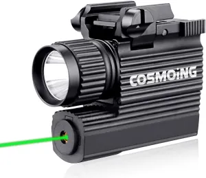 Compact Green Laser Light Gun Light Combo, 600 Lumen Laser Sight Combo with Strobe Function for Pistol Handgun Rifles with Picatinny Rail Mount