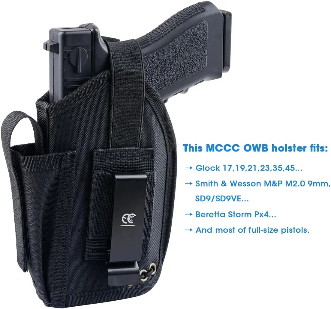 Compact OWB Holster for Pistols with Flashlight or Laser, Everyday Carry for Right Hand Universal Accessories