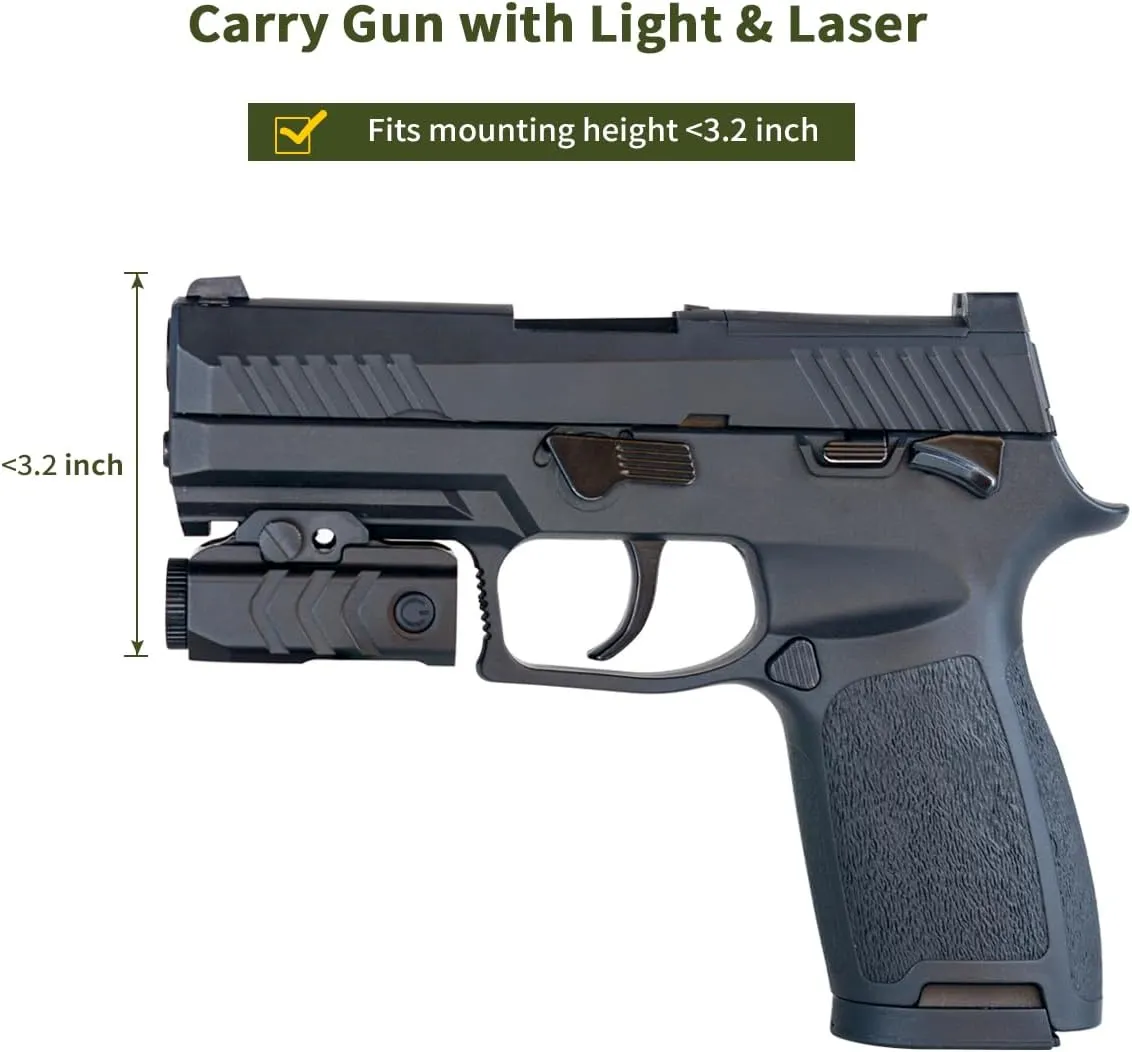 Compact OWB Holster for Pistols with Flashlight or Laser, Everyday Carry for Right Hand Universal Accessories