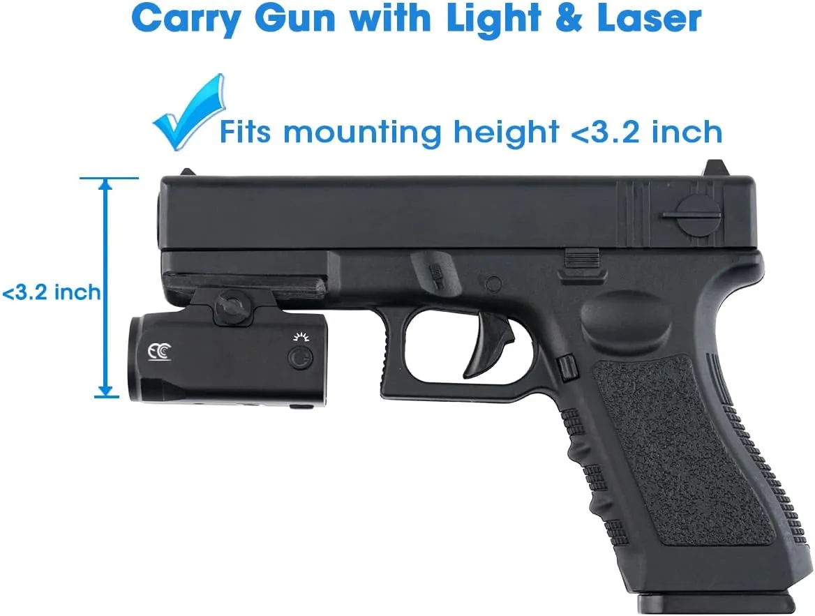 Compact OWB Holster for Pistols with Flashlight or Laser, Everyday Carry for Right Hand Universal Accessories