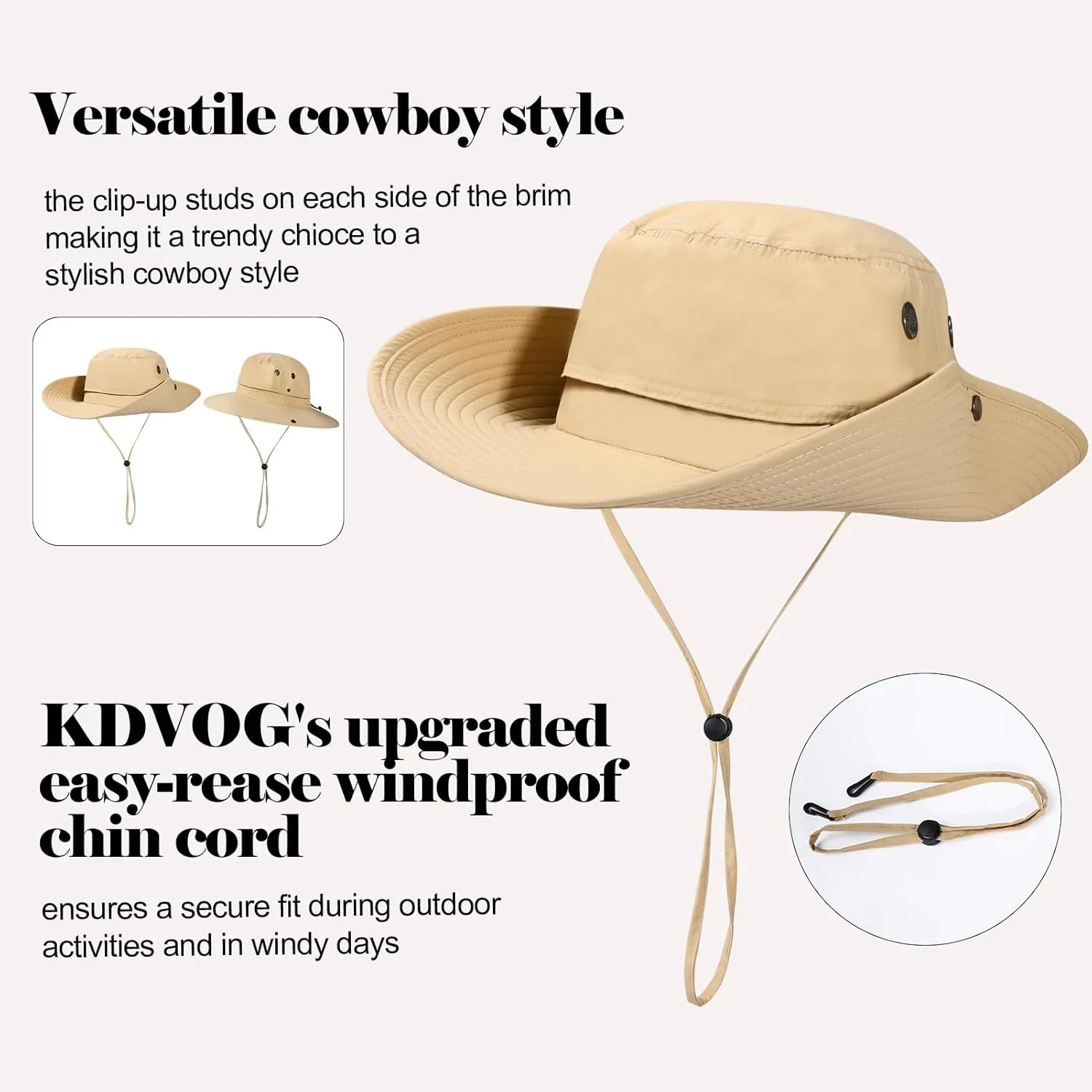 Cooling Bucket Hat UPF 50  Wide Brim Sun Hat for Women Men Lightweight Foldable Summer Hiking Fishing Hat Detachable Strap