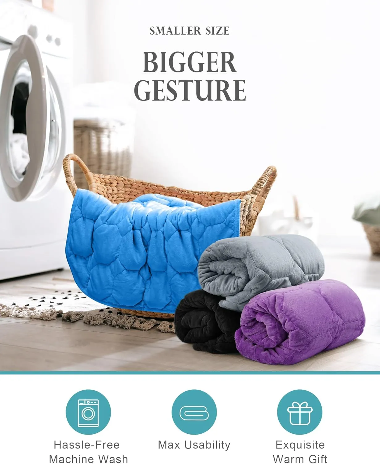 Cottonblue Weighted Blanket 7lbs for Adults, Weighted Lap Blanket Adults, 29'' x 24'' Small Weighted Blankets for Travel, Sleeping & Calming, Machine Washable Weighted Lap Pad, Black