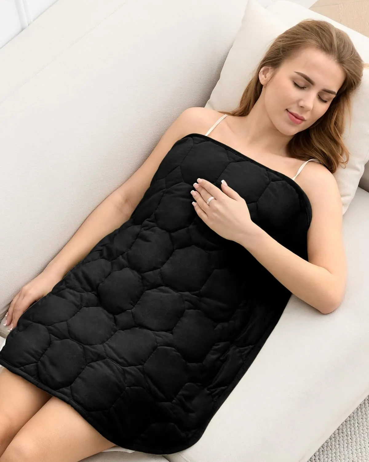 Cottonblue Weighted Blanket 7lbs for Adults, Weighted Lap Blanket Adults, 29'' x 24'' Small Weighted Blankets for Travel, Sleeping & Calming, Machine Washable Weighted Lap Pad, Black