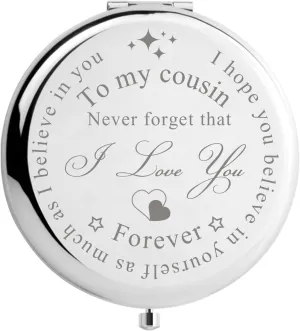 Cousin Gifts for Women Christmas Birthday Compact Makeup Mirror, Unique Gifts for Cousin Sister Makeup Mirror (I Love You Cousin)
