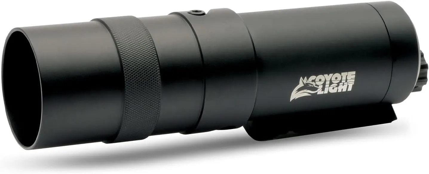 CoyoteLight Durable Lightweight Portable Waterproof Fogproof Adjustable Intensity Rechargeable Night Vision Hunting Flashlight, Case, 1" Scope Mount & Charger Included, Green LED