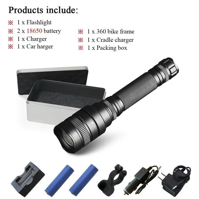 CREE-XHP70 LED tactical flashlight powerful led flashlight 10000lm lanterna Zoom linterna rechargeable torch 2x18650 battery