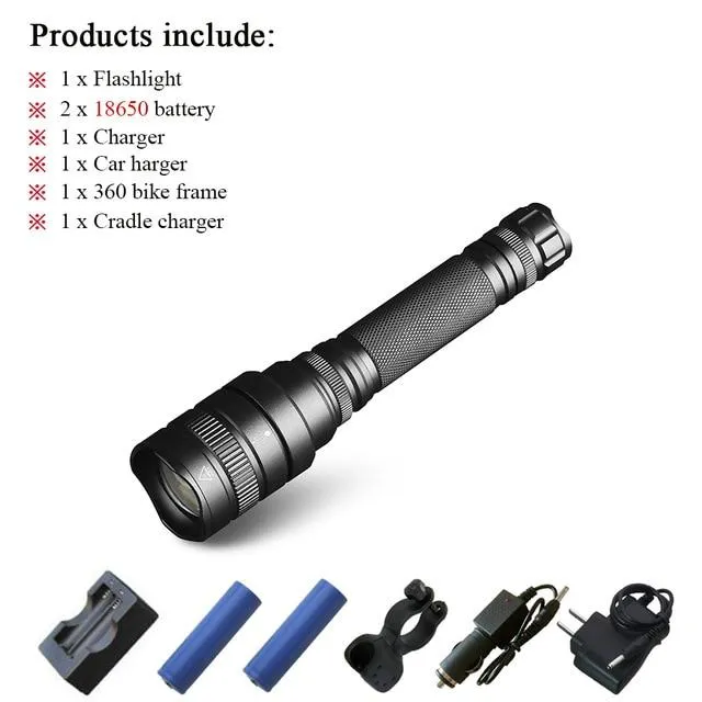 CREE-XHP70 LED tactical flashlight powerful led flashlight 10000lm lanterna Zoom linterna rechargeable torch 2x18650 battery