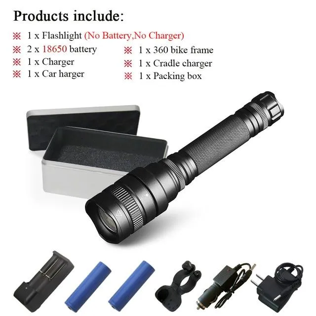 CREE XHP70 LED tactical flashlight powerful led flashlight 20000lm lanterna Zoom linterna rechargeable torch 2x18650 battery