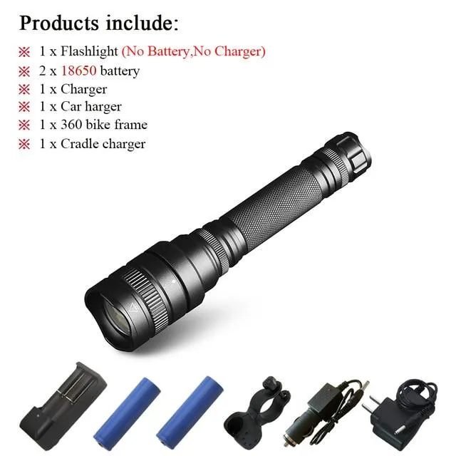 CREE XHP70 LED tactical flashlight powerful led flashlight 20000lm lanterna Zoom linterna rechargeable torch 2x18650 battery
