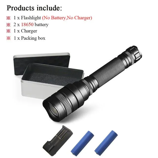 CREE XHP70 LED tactical flashlight powerful led flashlight 20000lm lanterna Zoom linterna rechargeable torch 2x18650 battery