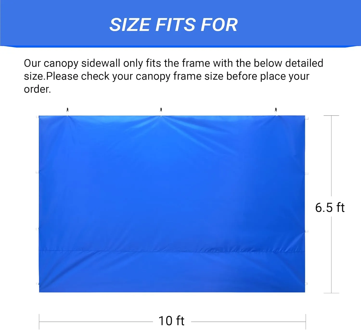 CROWN SHADES SunWall Silver Coated for 10x10 Pop up Canopy Tent, 1 Pack Sidewall Only with Silver Coating (1 Pack, Blue)