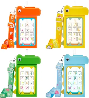 Cunhill 4 Pieces Cute Water Bottles with Strap Kawaii Dinosaur Drinking Purse Ice Bar Transparent Jug Cup for Camping Sports Kids