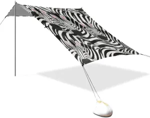 Cute Cartoon Animal Black and White Designed UPF50 Foldable Beach Cabana Lightweight Sun Shelter with Sandbags and Shovel for Family Trips, Picnics & Camping sombrillas para Playa