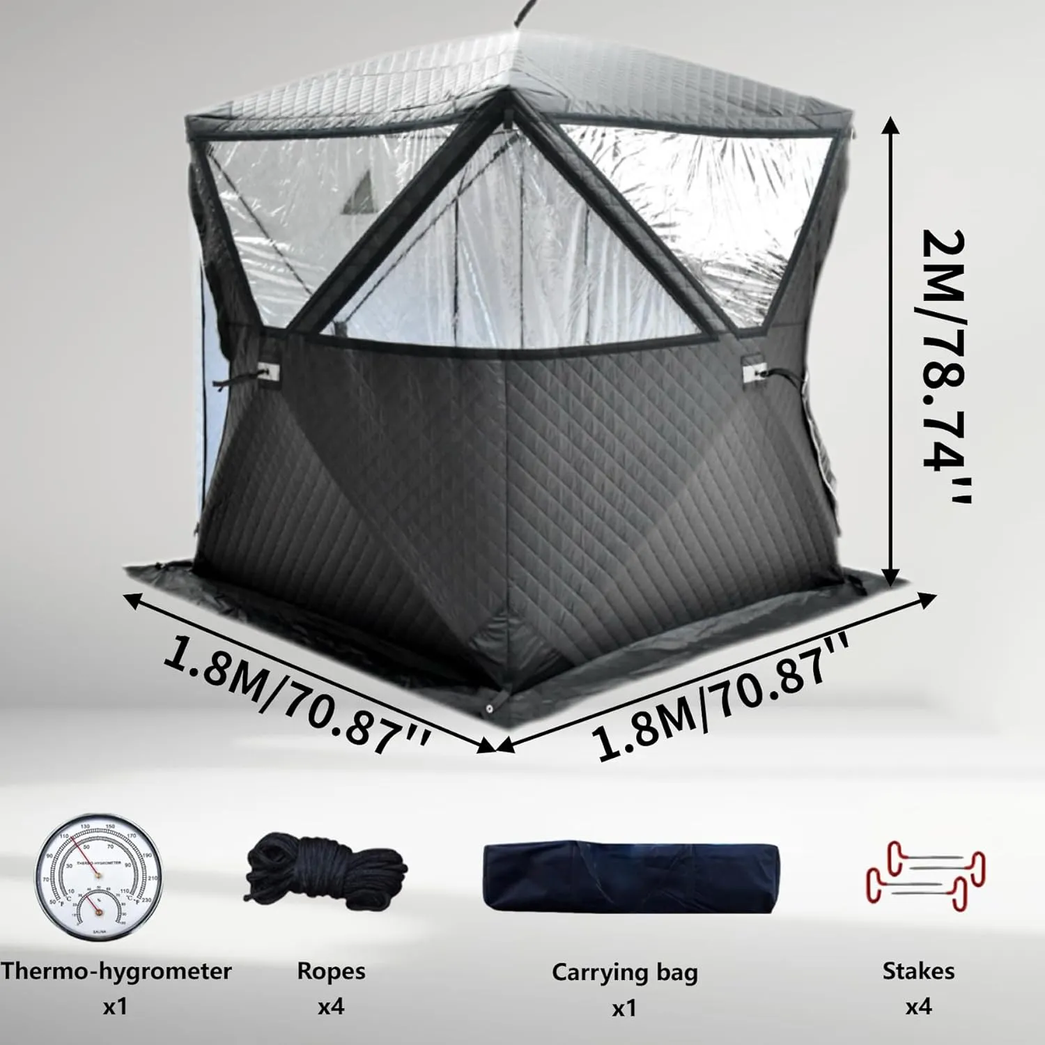 DANCHEL OUTDOOR 1-4 Person Portable Sauna Tent - Foldable Insulated Personal Spa Steam Sauna Tents with Stove Jack Waterproof for All Weather Camping or Home, Easy Setup 70.8x70.8x78''