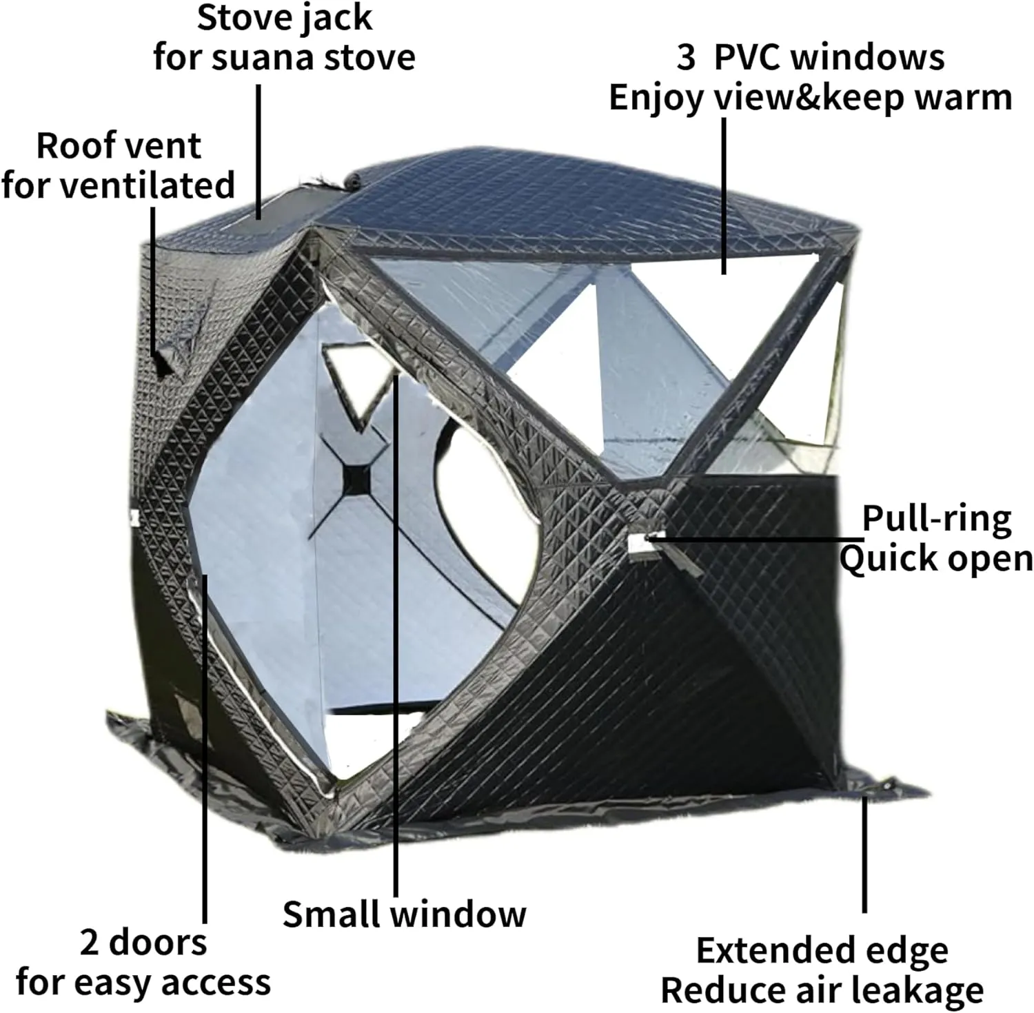 DANCHEL OUTDOOR 1-4 Person Portable Sauna Tent - Foldable Insulated Personal Spa Steam Sauna Tents with Stove Jack Waterproof for All Weather Camping or Home, Easy Setup 70.8x70.8x78''