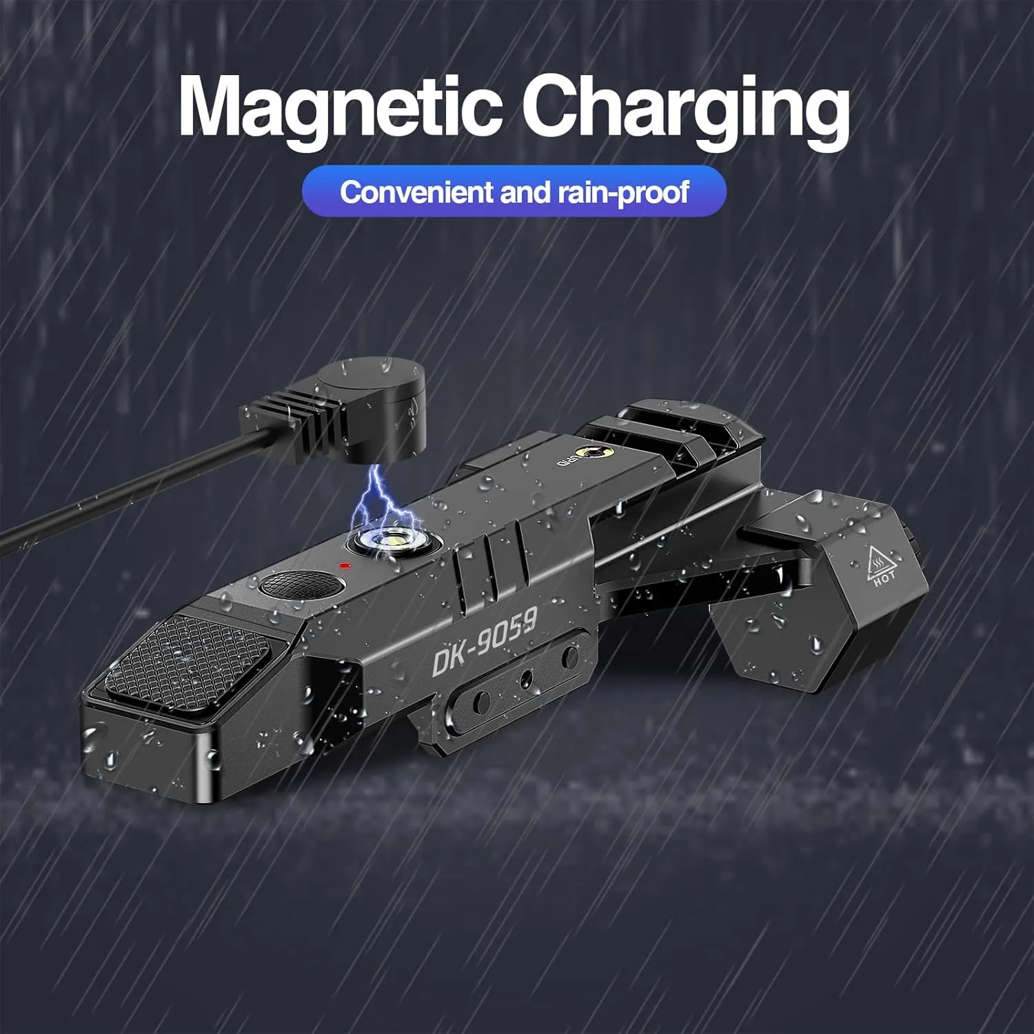 DARKFANG 1450 Lumen Tactical Flashlight with Red Laser Beam Combo, Low Profile Design Rechargeable Weapon Light for Picatinny Rail