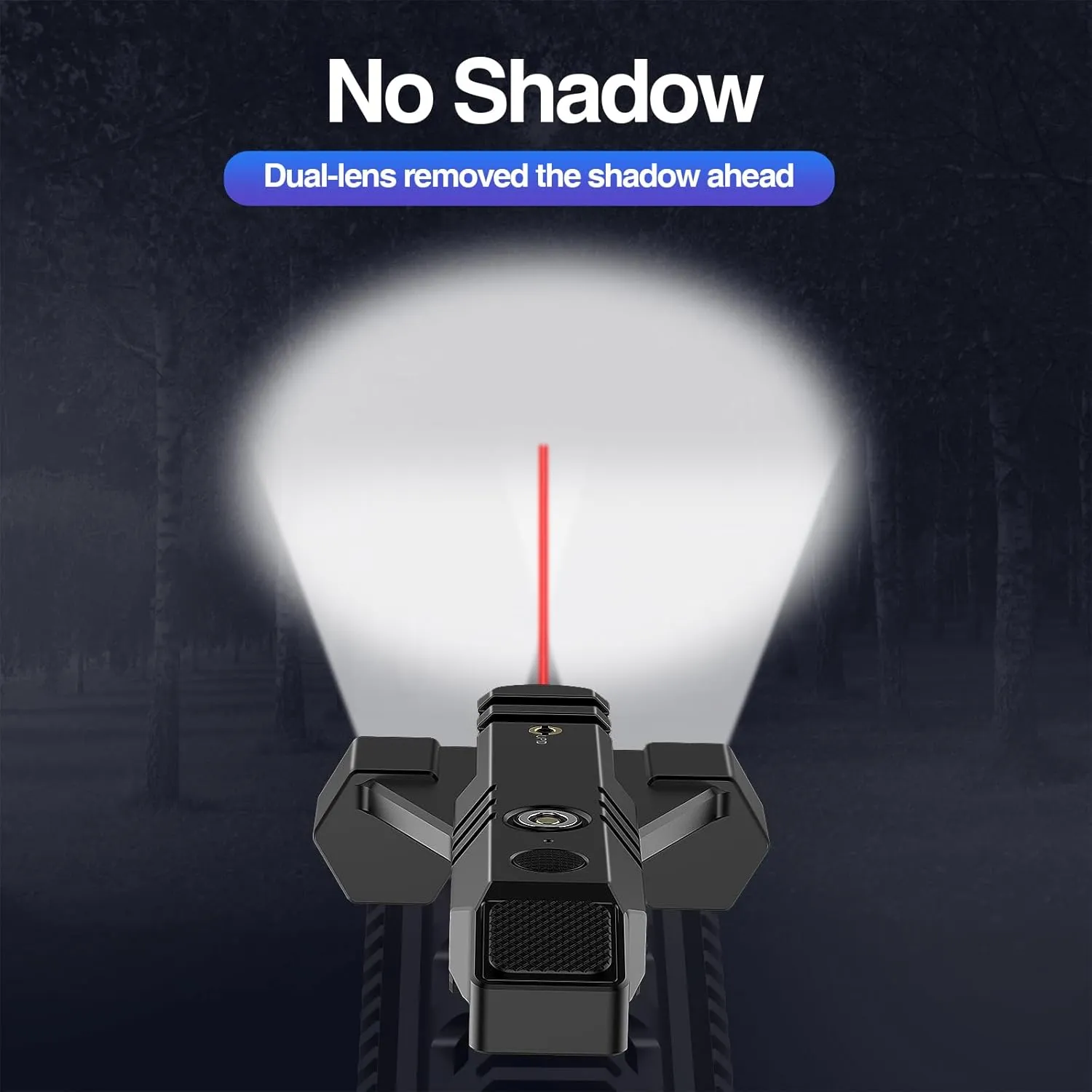 DARKFANG 1450 Lumen Tactical Flashlight with Red Laser Beam Combo, Low Profile Design Rechargeable Weapon Light for Picatinny Rail