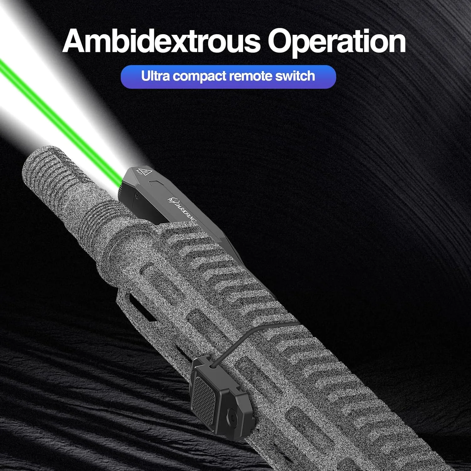 DARKFANG Tactical Flashlight and Green Laser Combo for Rifle, 1450 Lumen Weapon Light with Remote Switch for Mlok Rail