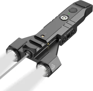 DARKFANG Tactical Flashlight with IR Laser(Need Night Vision Goggles, Invisible to Naked Eyes), Low Profile Design Rechargeable Weapon Light for Picatinny Rail