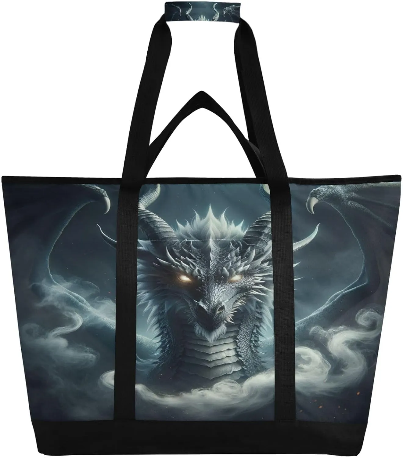 Darkness Dragon Reusable Insulated Lunchbox Cooler Bag, Leakproof Kitchen Grocery Bag Collapsible Portable Cooler Tote Bag for Picnic, Camping, Office, Travel