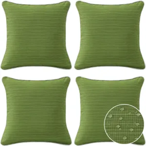 Decorative Outdoor Waterproof Throw Pillows with Inserts, Set of 4, 18" x18" Pillows for Patio, Backyard, Bed, Couch, and Patio Furniture, Lawn Green