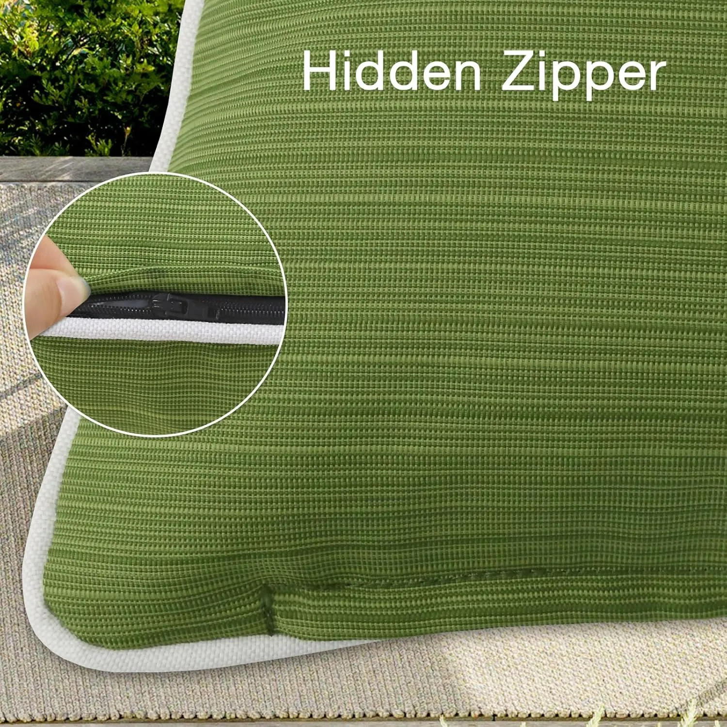 Decorative Outdoor Waterproof Throw Pillows with Inserts, Set of 4, 18" x18" Pillows for Patio, Backyard, Bed, Couch, and Patio Furniture, Lawn Green