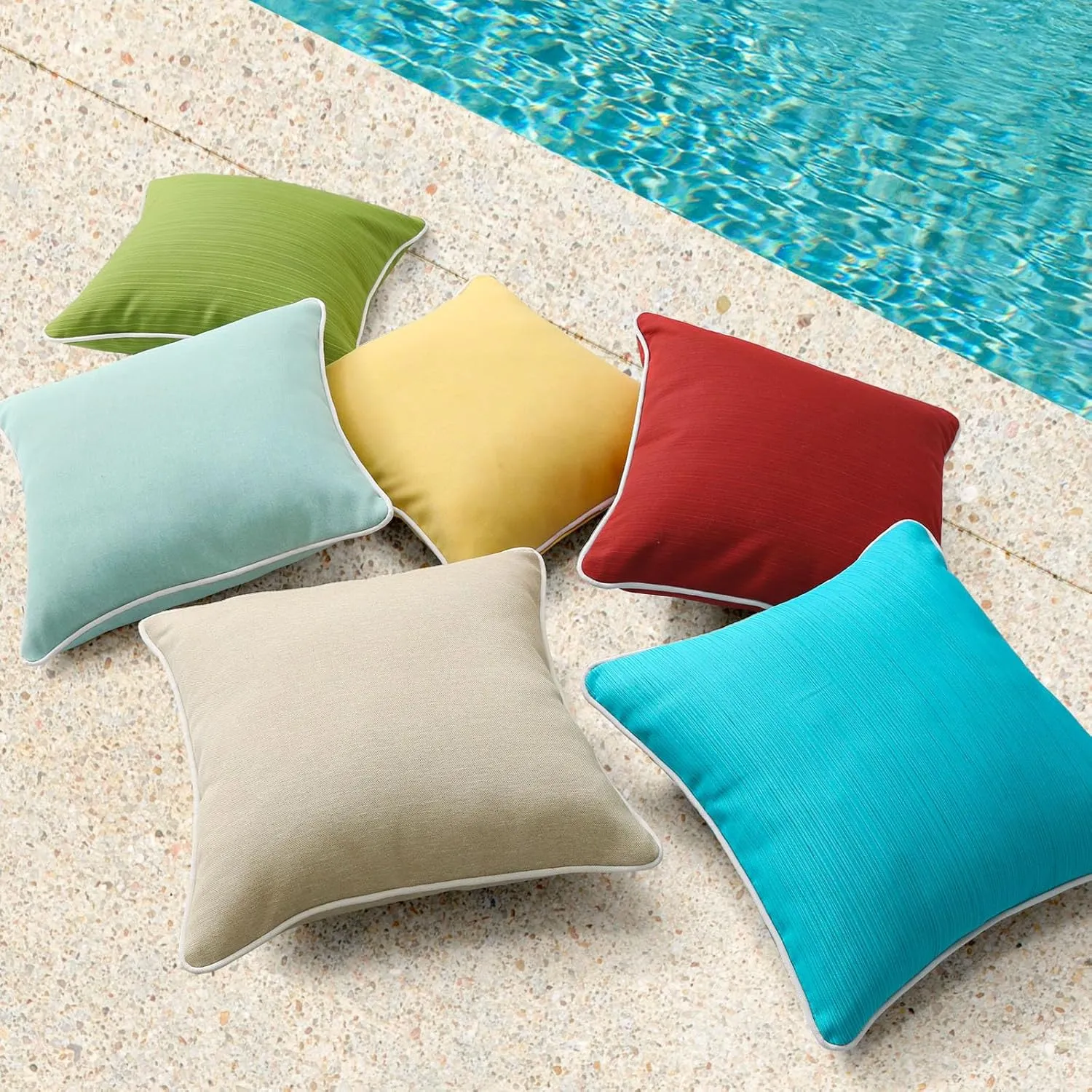 Decorative Outdoor Waterproof Throw Pillows with Inserts, Set of 4, 18" x18" Pillows for Patio, Backyard, Bed, Couch, and Patio Furniture, Lawn Green