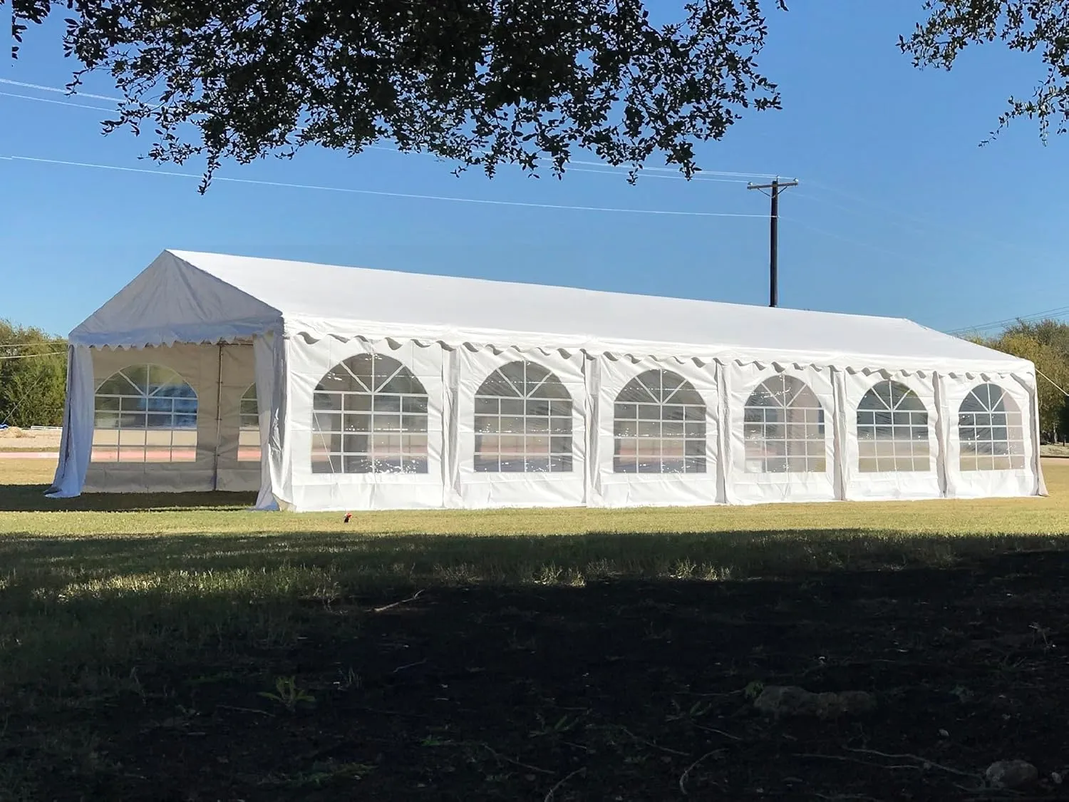 DELTA Canopies 40'x20' PE Party Tent - Large Heavy Duty Wedding Tent Outdoor Event Shelter Upgraded Galvanized Canopy, Waterproof Top   5 Storage Bags
