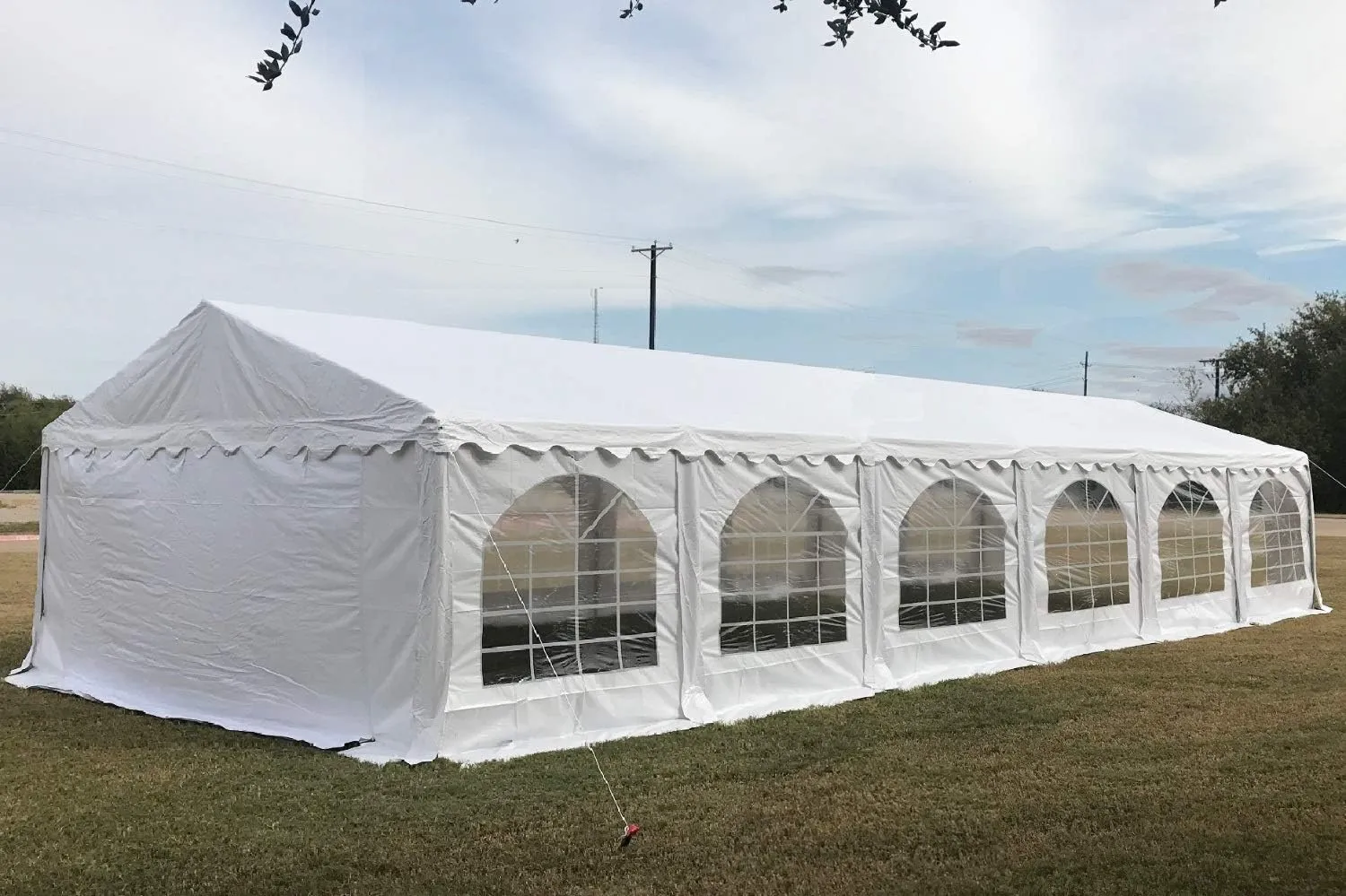 DELTA Canopies 40'x20' PE Party Tent - Large Heavy Duty Wedding Tent Outdoor Event Shelter Upgraded Galvanized Canopy, Waterproof Top   5 Storage Bags