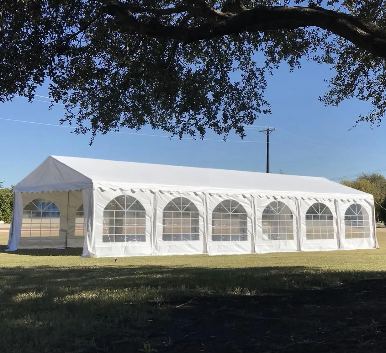DELTA Canopies 40'x20' PE Party Tent - Large Heavy Duty Wedding Tent Outdoor Event Shelter Upgraded Galvanized Canopy, Waterproof Top   5 Storage Bags