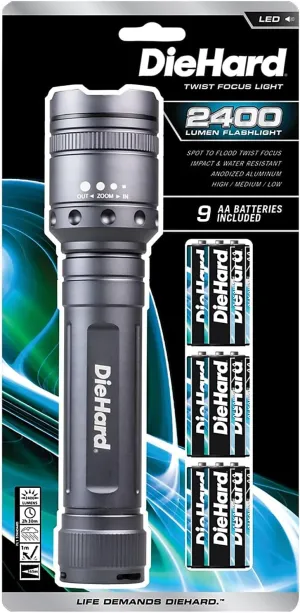 DieHard 2,400 Lumen Precision Focus Flashlight, 41-6124, Grey