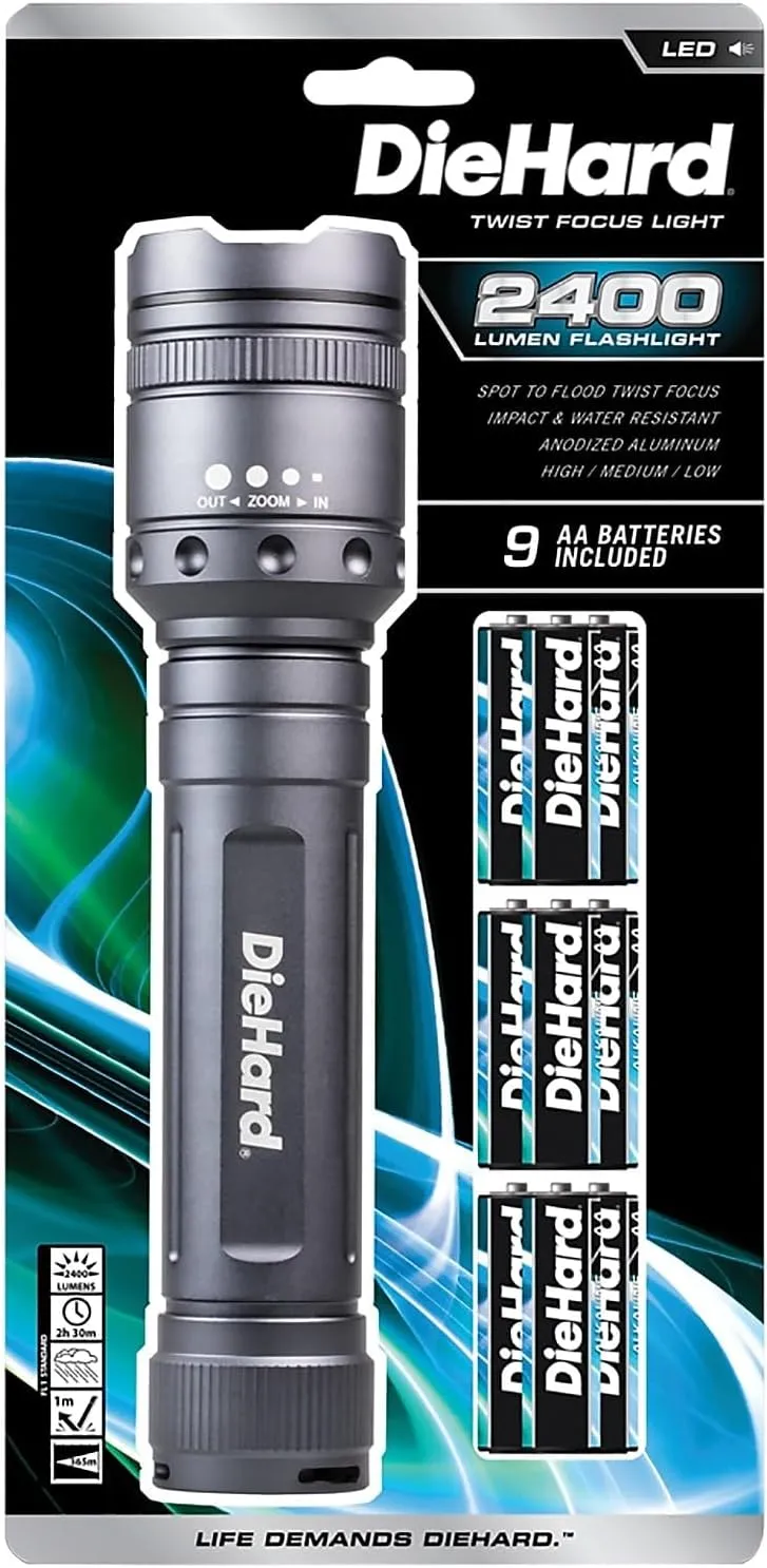 DieHard 2,400 Lumen Precision Focus Flashlight, 41-6124, Grey