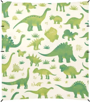 Dinosaurs Green Silhouette Foldable Beach Canopy UPF50 Lightweight Shade Sun Shelter with Sandbags, Sand Shovel, Poles for Camping, Picnics, Backyard